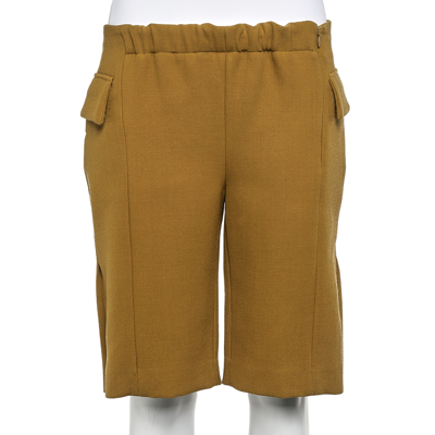 Pre-owned Marni Mustard Yellow Wool Crepe Pocket Detail Shorts S