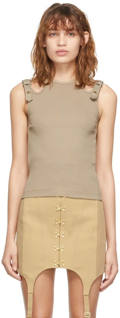 Dion Lee Khaki Holster Buckle Tank Top In Stone