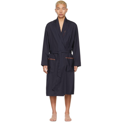 Paul Smith Artist-stripe Cotton-poplin Robe In Blue