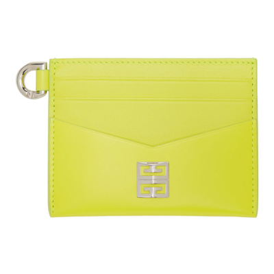Givenchy 4g Box Lambskin Leather Card Case In 734 Fluo Yellow