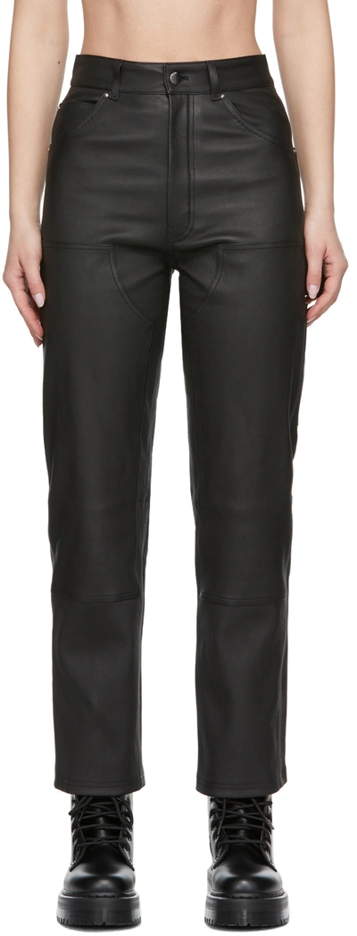 Amiri Black Carpenter Leather Pants In 011 Black