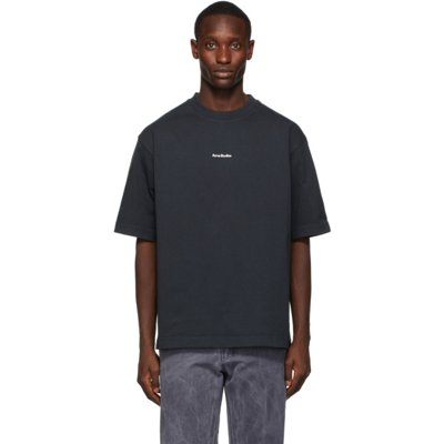 Acne Studios Exford Logo-flocked Cotton-jersey T-shirt In Gray