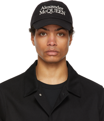 Alexander Mcqueen Embroidered-logo Baseball Cap In Black/ivory