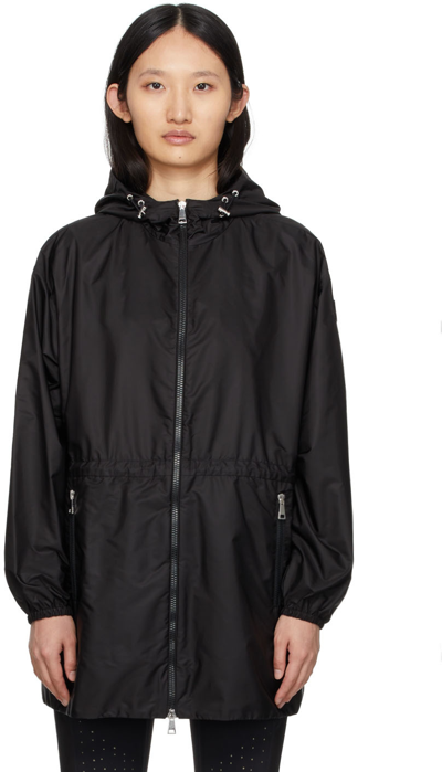 Moncler Wete Hooded Drawcord Waist Jacket In Black