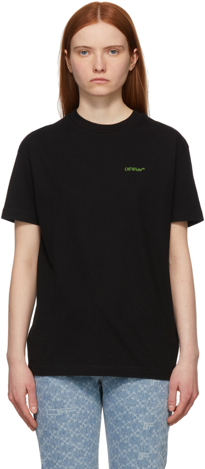 Off-white Blurred Arrow Logo Cotton Tee In Black