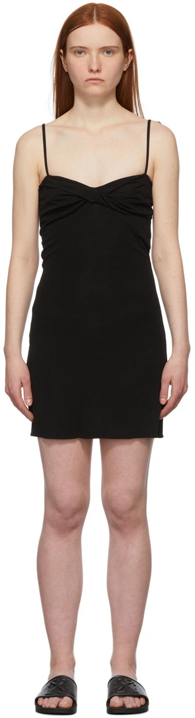 Off-white Fluid Twist V-neck Stretch-woven Mini Dress In Black