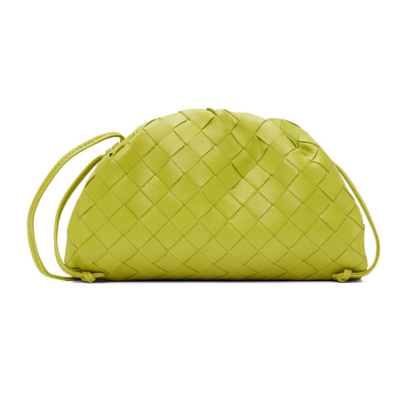 Bottega Veneta Green Intrecciato Mini Pouch Clutch In Acid Kiwi/gold