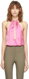 Jacquemus Le Body Mentalo Satin Halter Bodysuit In 430 Pink