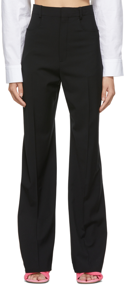 Jacquemus Le Trouseralon Sauge Wool Twill High Trousers In Nero