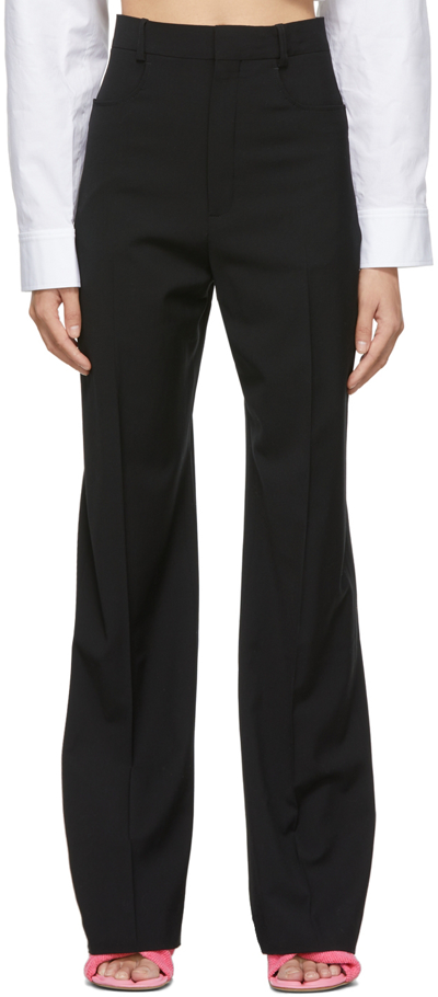 Jacquemus Le Pantalon Sauge Wool Twill High Pants In Nero
