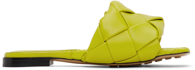 Bottega Veneta Green Intreccio Lido Flat Sandals In 7278 Kiwi