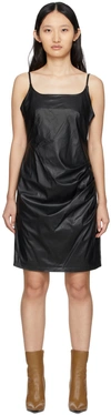 Drae Black Faux-leather Mini Dress In Black