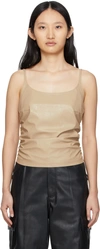 Drae Beige Faux-leather Tank Top In Cream