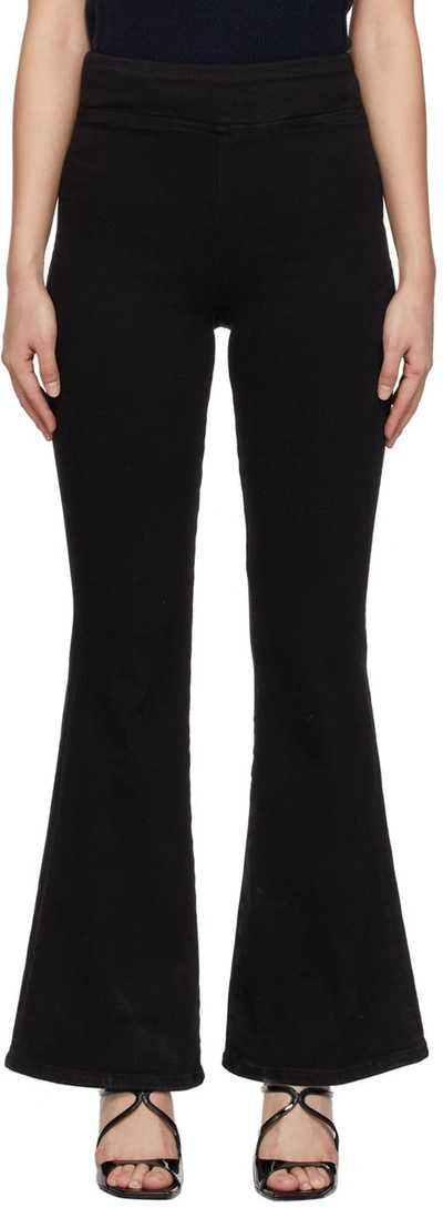 Frame Le Jetset Stretch Flared Leg Jeans In Sheen Noir