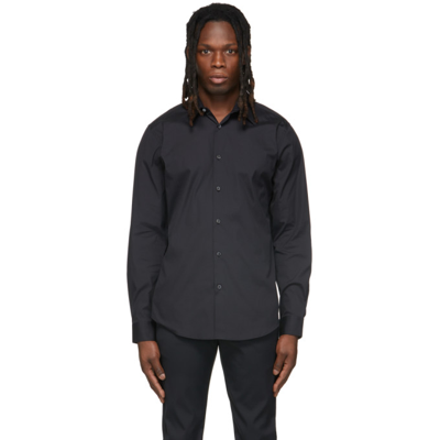 Theory Sylvain Mens Poplin Tab Collar Button-down Shirt In Black