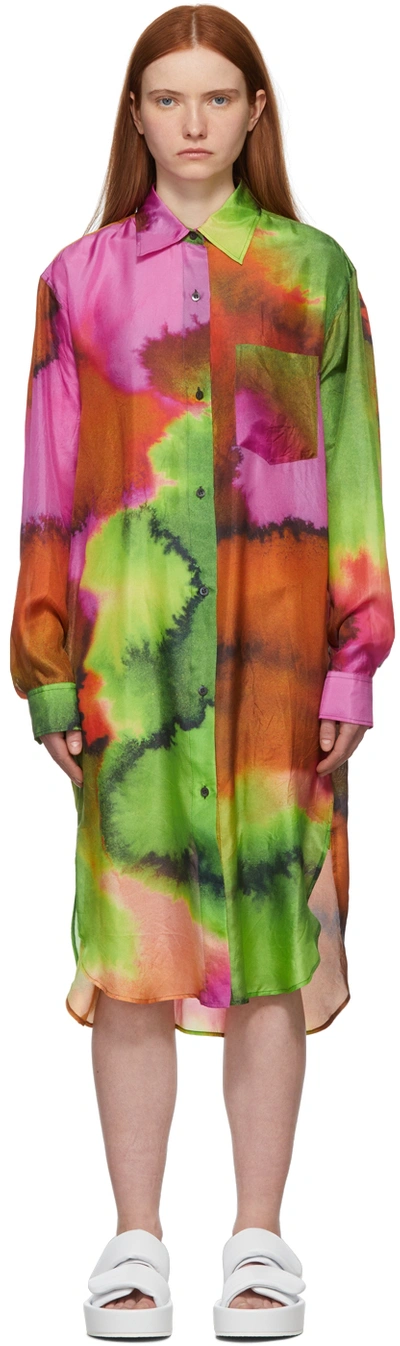 Dries Van Noten Dayley Printed Silk Shirt Dress In Multicolor