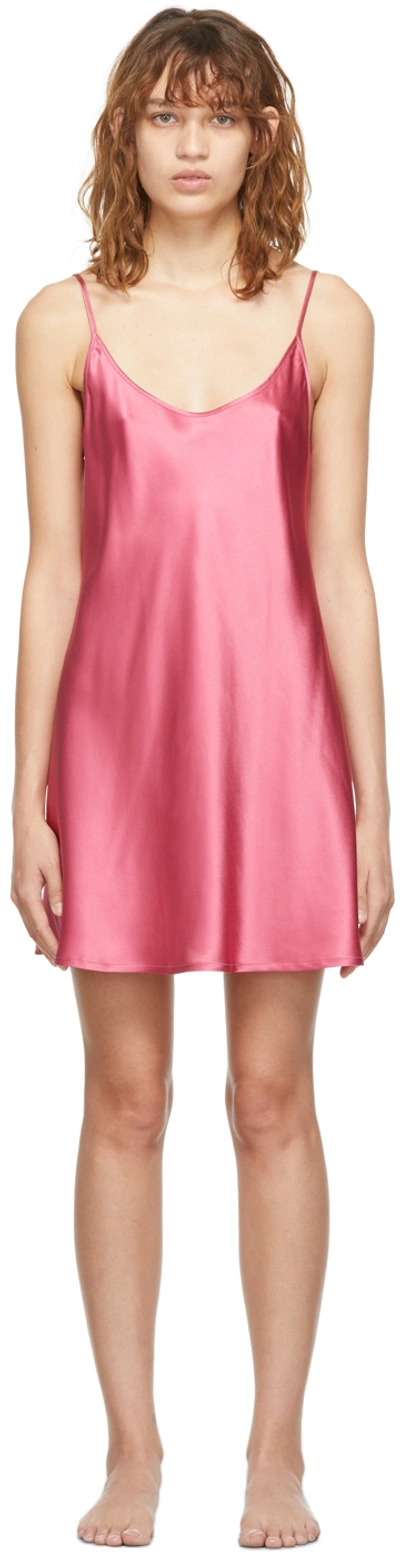 La Perla Silk Scoop-neck Chemise In Pink