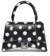 BALENCIAGA HOURGLASS SMALL POLKA-DOT LEATHER SHOULDER BAG