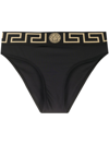 Versace Stretch Cotton Briefs With Logoed Elastic Band In Nero