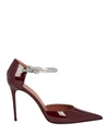 Amina Muaddi Ursina Crystal-embellished Patent-leather Pumps In Red-drk