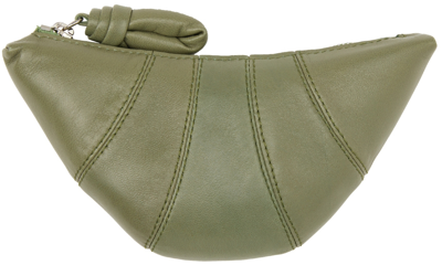 Lemaire Khaki Coin Croissant Pouch In 638 Hedge Green