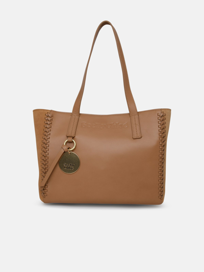 See By Chloé Tilda Small Whipstitched Leather And Suede Tote In Beige