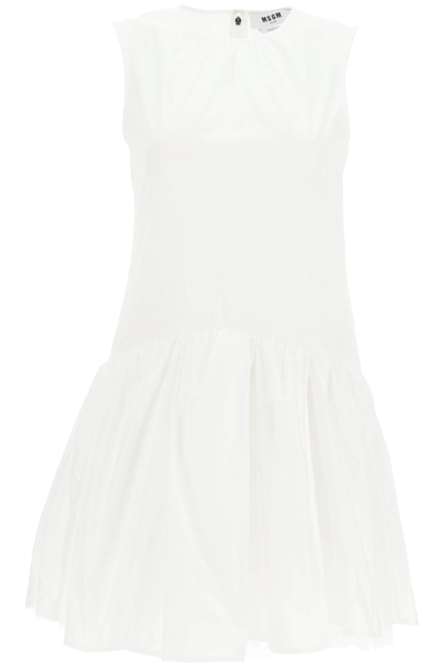 Msgm White Jacquard Taffeta Dress
