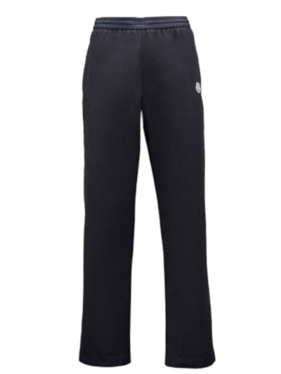 Moncler Logo-patch Straight-leg Trousers In Blue