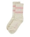 Golden Goose Distressed-effect Striped Cotton Socks In White