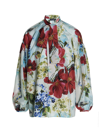Dolce & Gabbana Habotai Shirt With Pictorial Garden Print In Multicolor