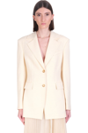 Nanushka Single-breasted Textured Blazer In Beige