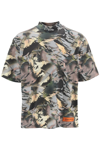 Heron Preston Camouflage Mock-neck T-shirt In Camou Green White (green)