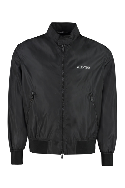Valentino Nylon Windbreaker-jacket In Black