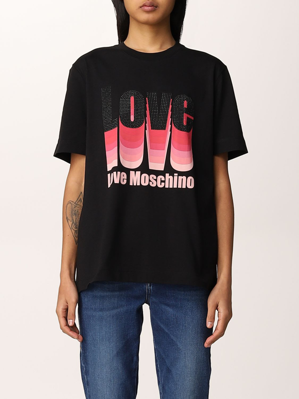 Moschino - T-shirt noir avec mini logo patch ours underbear - BLS Fashion