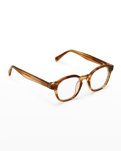 Eyebobs Master Mind Round Acetate Reader Glasses In Blonde Horn Front