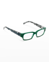 Eyebobs Peckerhead Rectangle Acetate Reader Glasses In Kelly Green Front