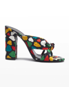 Saint Laurent Bianca Knotted Heart-jacquard Silk Mules In Nero Multicolor