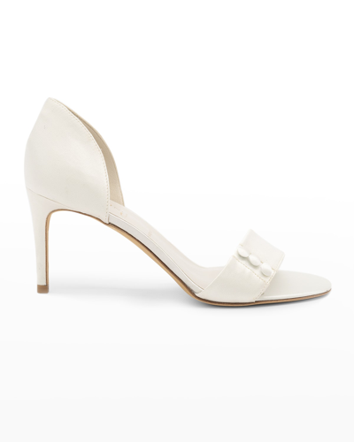 Something Bleu Ciara 2-piece Satin Sandals With Buttons In Ivory