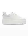 ASH MOBY STUD BICOLOR LEATHER PLATFORM SNEAKERS