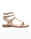 Ash Play Buckle-trio Stud Gladiator Sandals In Skin