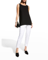 Lafayette 148 Plus-size Silk Double Georgette Sleeveless Blouse In Black