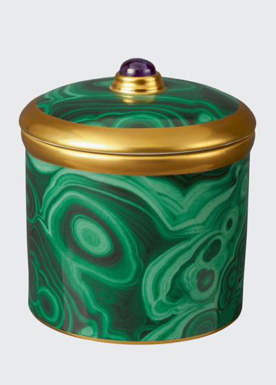 L'objet Malachite Porcelain And 24kt Gold Candle In Green