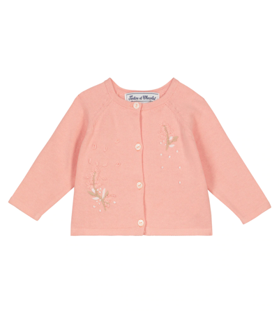 Tartine Et Chocolat Baby Embroidered Cotton Cardigan In Pink