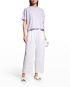 Eileen Fisher Organic Linen Straight-leg Pants In White