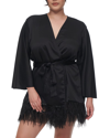 Rya Collection Swan Feather-hem Robe, Inclusive Sizing In Champagne