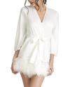 Rya Collection Swan Feather-trim Robe In Champagne