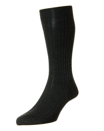 PANTHERELLA MEN'S LABURNUM RIBBED WOOL MID-CALF SOCKS