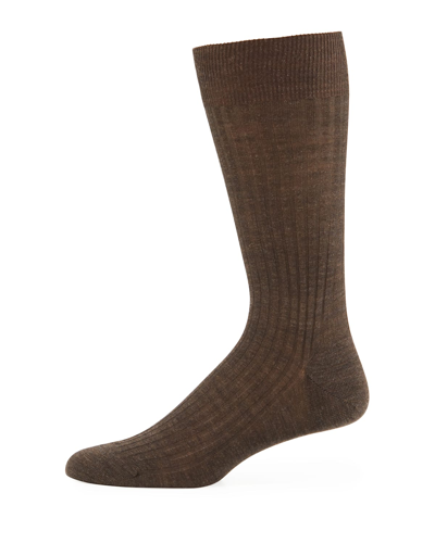 PANTHERELLA MEN'S LABURNUM RIBBED WOOL MID-CALF SOCKS