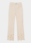Nanushka Embroidered Straight-leg Trousers In Creme