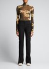 Nanushka Harri Floral Print Turtleneck Top In Arte Povera